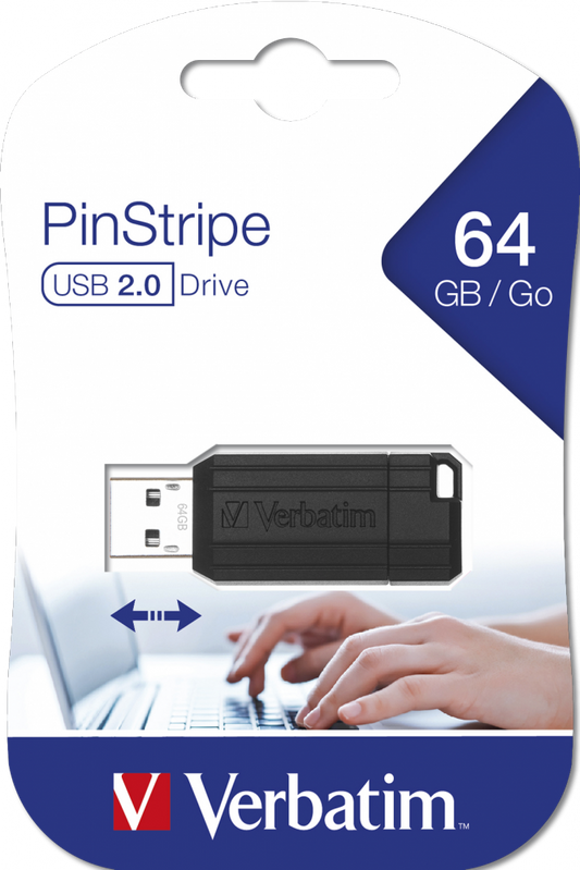 Verbatim USB DRIVE 2.0 PINSTRIPE 64GB BLACK