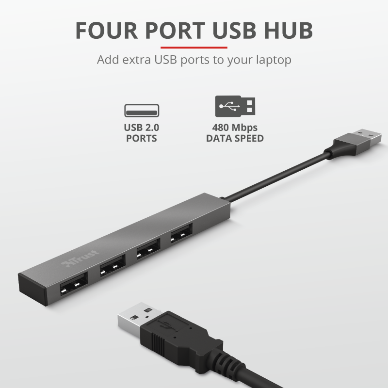 TRUST ALUMINIUM 4-PORT 2.0 USB HUB
