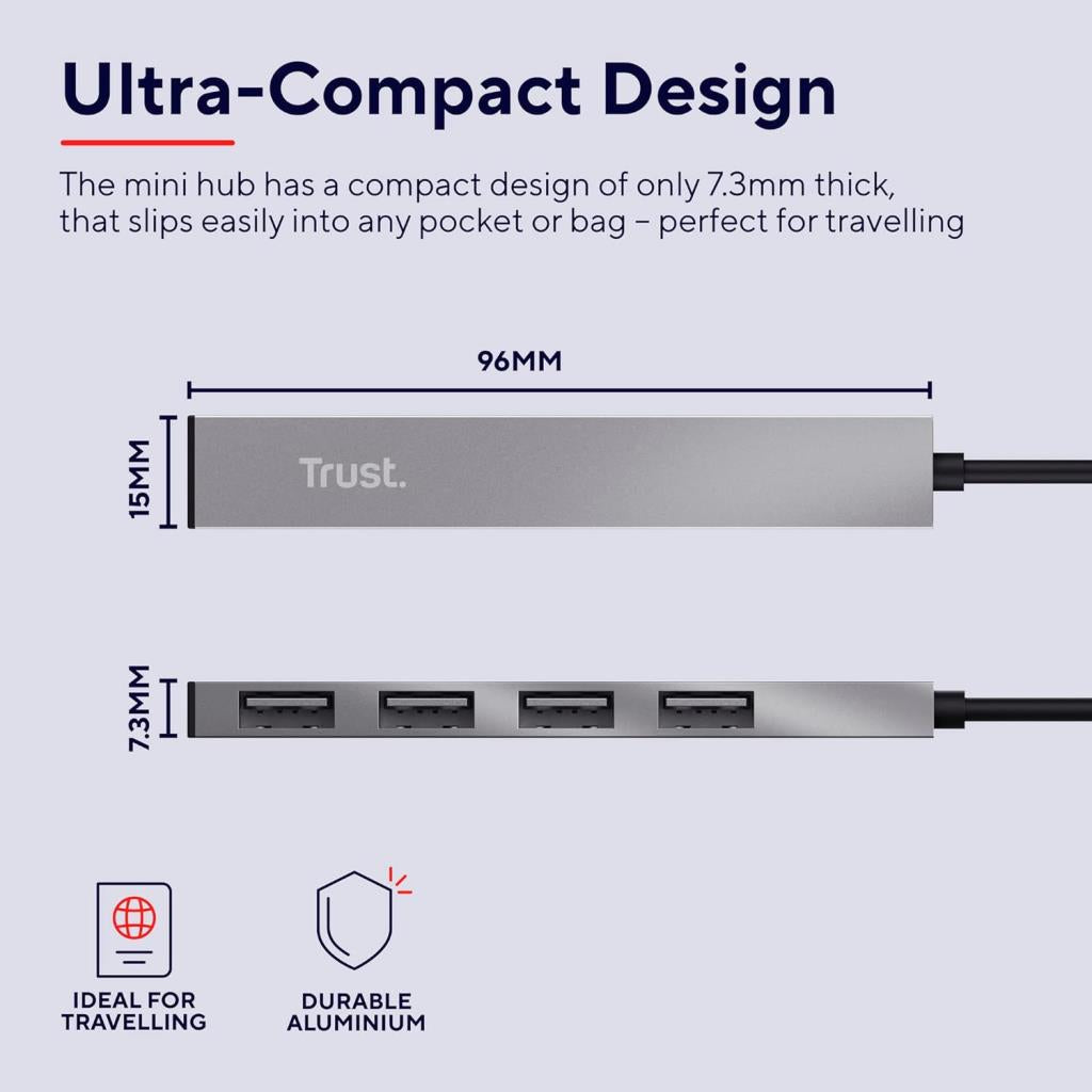 TRUST ALUMINIUM 4-PORT 2.0 USB HUB