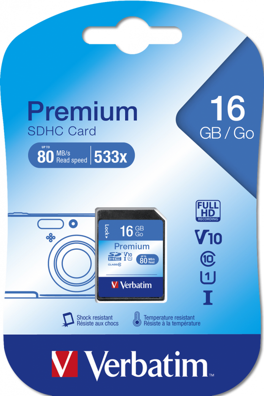 Verbatim SECURE DIGITAL CARD SDHC 16GB CLASS 10