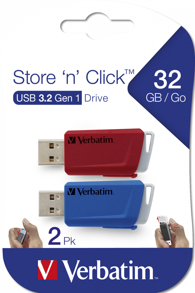 Verbatim USB DRIVE 3.0 STORE N CLICK 2X32GB R/B