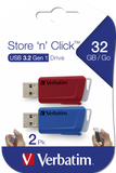 Verbatim USB DRIVE 3.0 STORE N CLICK 2X32GB R/B