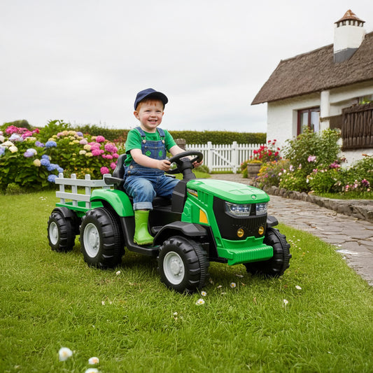 RIDE ON TRACTOR & TRAILOR GREEN