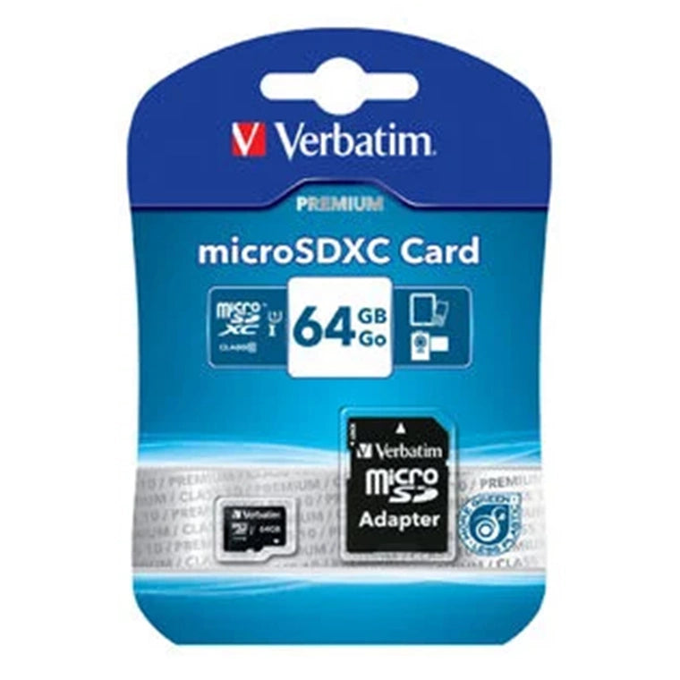 Verbatim MICRO SDXC CARD 64GB CLASS 10 INC ADAPTER