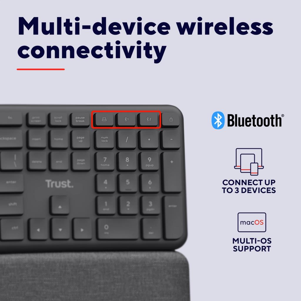 TRUST KEYRA MULTI DEVICE WIRELESS KEYBOARD