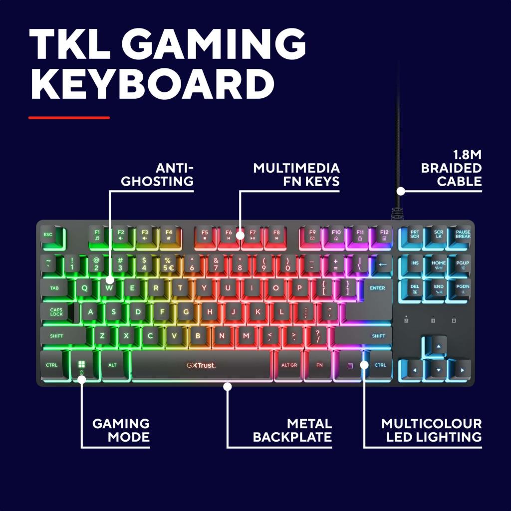 TRUST GXT 833 THADO V2 TKL UK ILLUMINATING KEYBOARD BK
