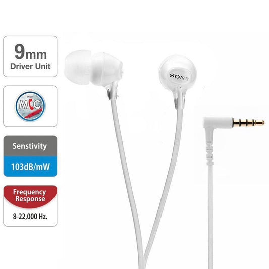 SONY IN-EAR HEADPHONES & MIC WHITE