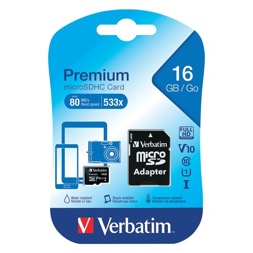 MICRO SDHC CARD 16GB CLASS 10 INCL ADAPTOR