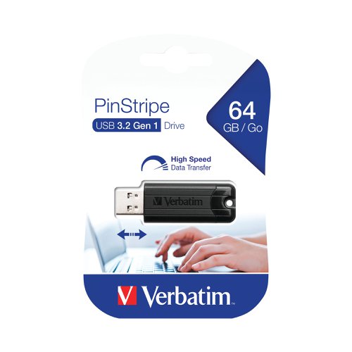 Verbatim USB DRIVE 3.0 64GB PINSTRIPE BLACK